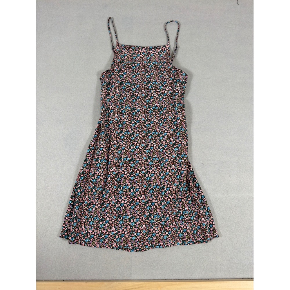 Colorful Planet Girls XL 14/16 Floral Cutout Back Rayon Sundress‎ Black Multi